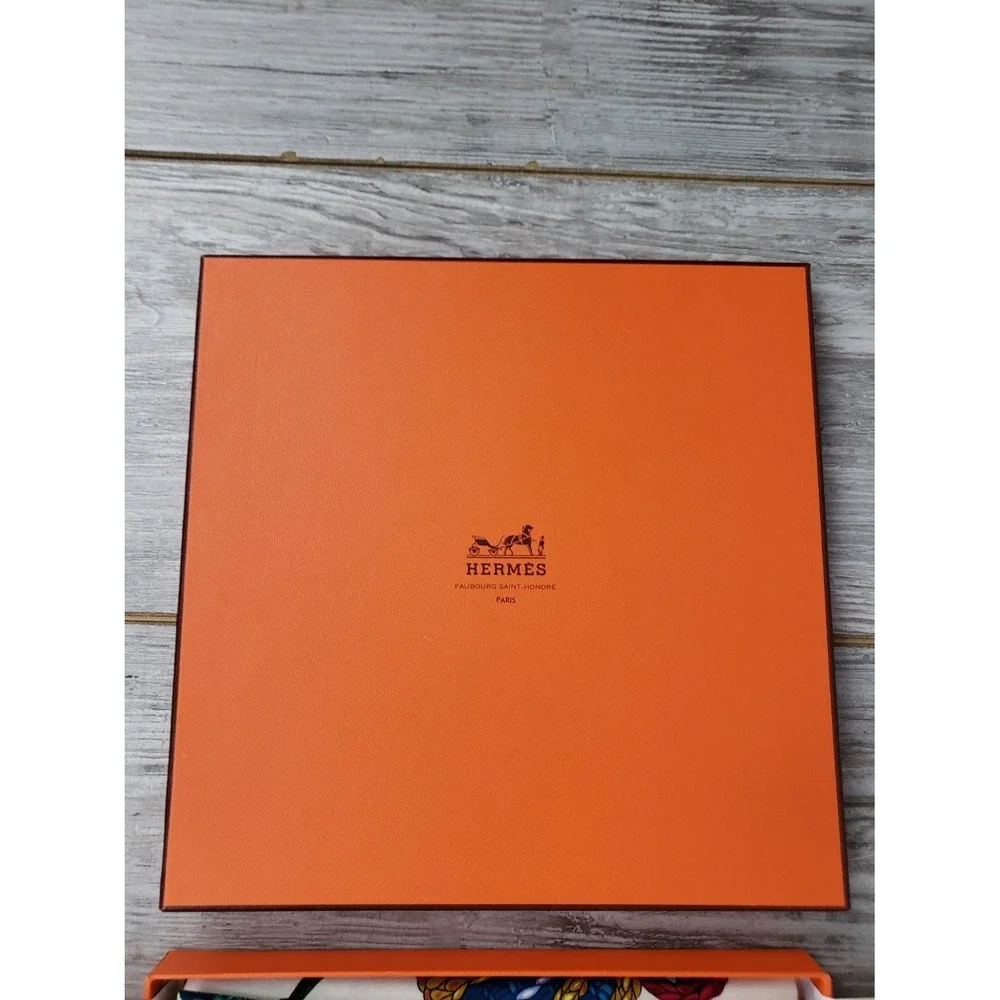 Hermès Equestrian Horse Silk Scarf Red 34x34 w/ Orange Box